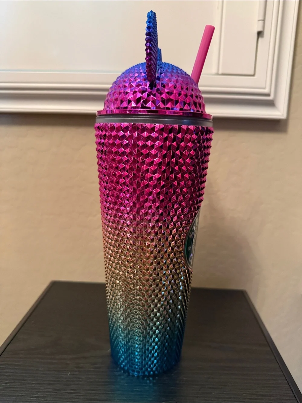 NWOT Starbucks Pink to Blue Tumbler with Ear Lid and Straw